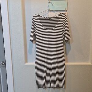 Ann Taylor Navy and White Striped Dress